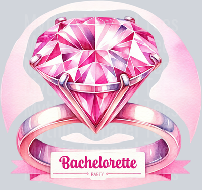 BACHELORETTE PARTY Giant Diamond Pink Ring DTF Wedding Transfers