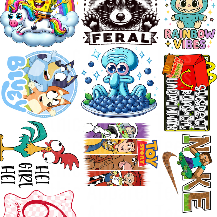 KIDS BLEND 2 GANG SHEET 10 KIDS SIZE IMAGES