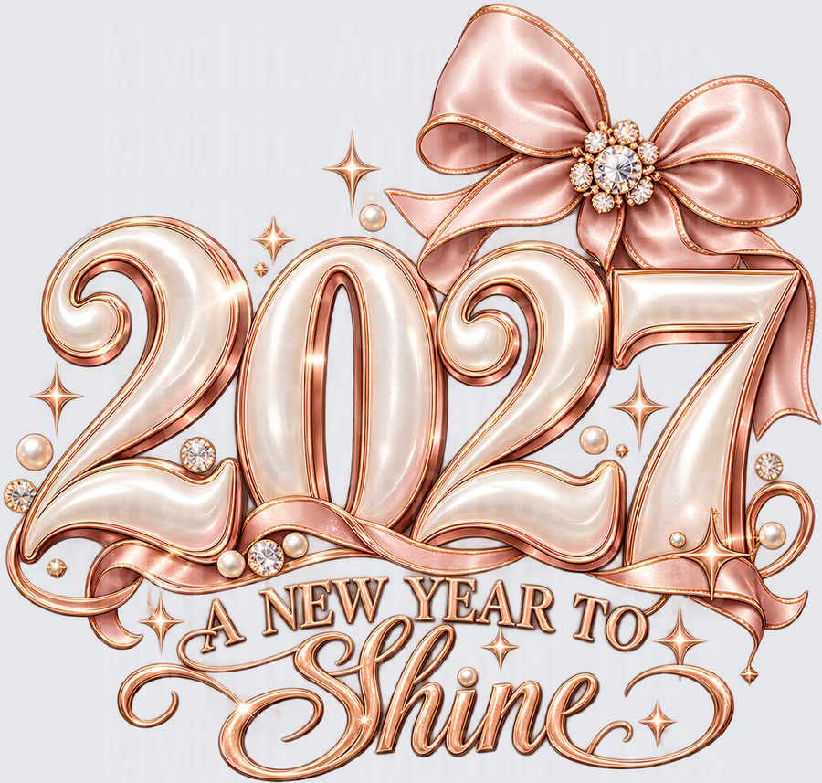 2027 A New Year To Shine Rose Gold Pearl Diamond Bow Elegant New Year