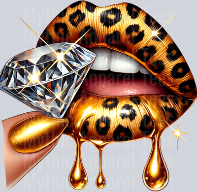 Gold Leopard Diamond Lips (1) DTF Glam Transfers