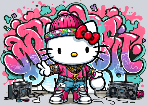 Hello Kitty Graffiti DTF Pop Culture Transfers