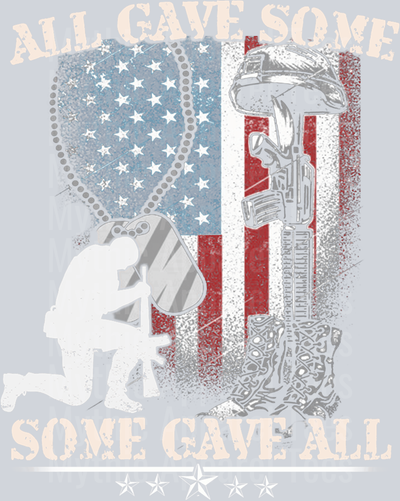 All gave some some gave all Memorial Day Flag with dog tag DTF Memorial Day Transfers