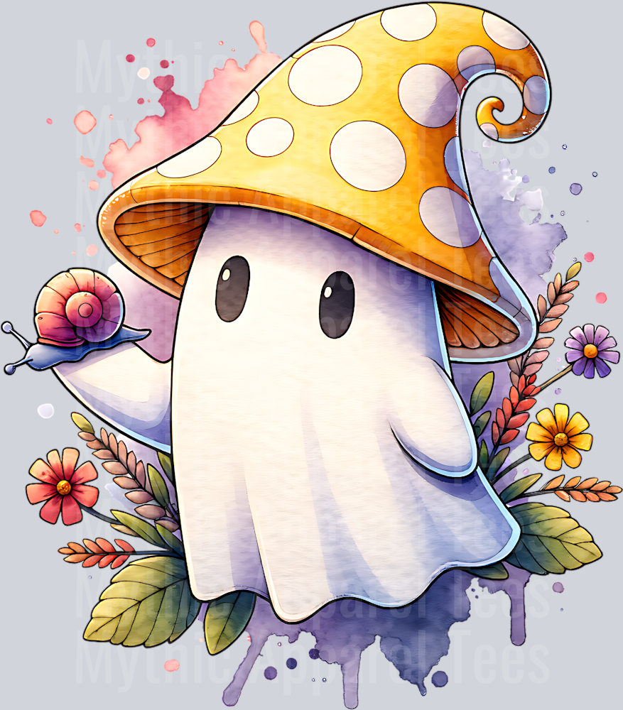 MUSHROOM GHOST YELLOW WITH SNAIL PNG