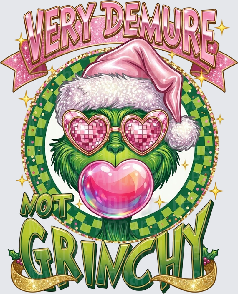 New Grinch Very Demure Not Grinchy Pink Santa Hat Heart Sunglasses Bubblegum Christmas