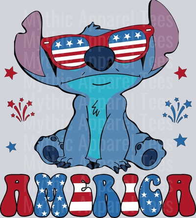 stitch 2 America Patriotic DTF Patriotic Disney Transfers