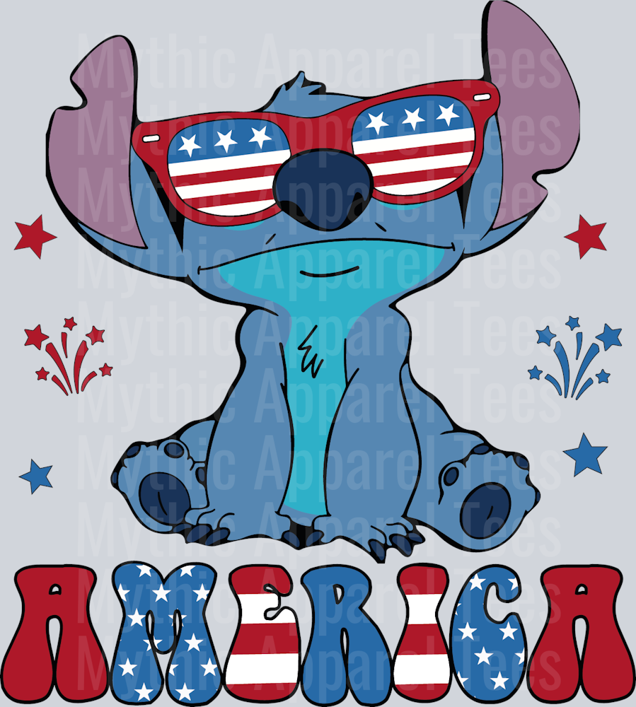 stitch 2 America Patriotic DTF Patriotic Disney Transfers