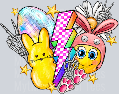 Hippie Easter Checkered lightning bolt