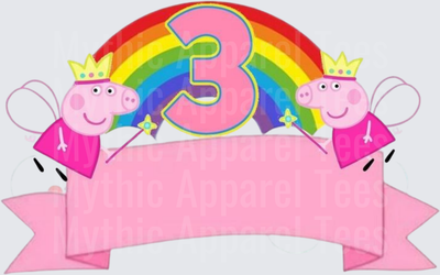 Peppa Pig Fairy Princess 3rd Birthday Rainbow Banner