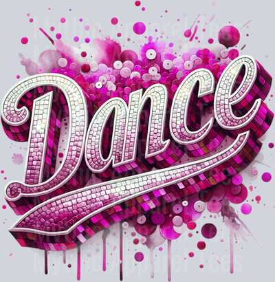 0020 Dance Sequin Pink DTF Dance Swoosh Transfers