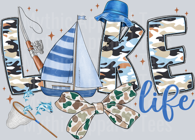 Lake life Bow Camo and net DTF Summer Transfers