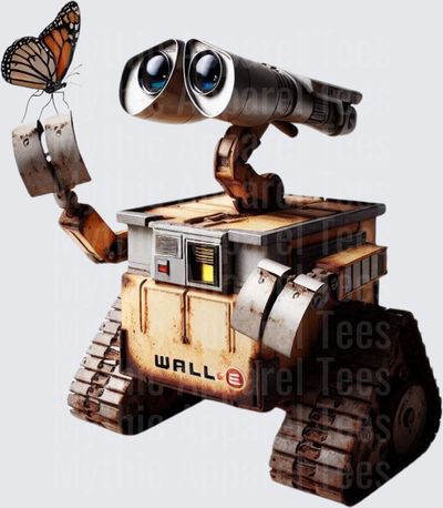 WALL-E Robot Holding Monarch Butterfly on Outstretched Claw