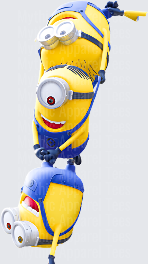 Minnions Stacked Trio Tumbling Yellow Blue Overalls Chaos