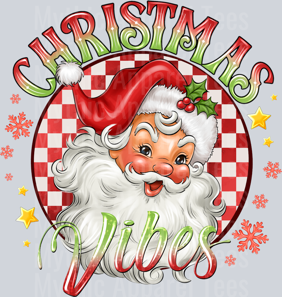 Christmas vibes Santa Green Red Gradient Jolly Red Checkers