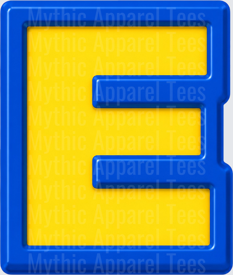 Toy Story Alphabet Letter E Blue Yellow Playroom Block Style