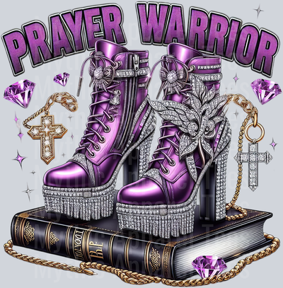 Bling boots on bible 6 Purple Prayer Warrior DTF Religious Transfers