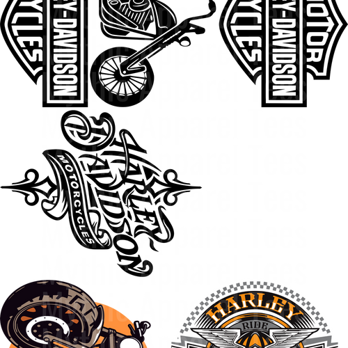 HARLEY DAVIDSON GANG SHEET 10 FULL SIZE IMAGES