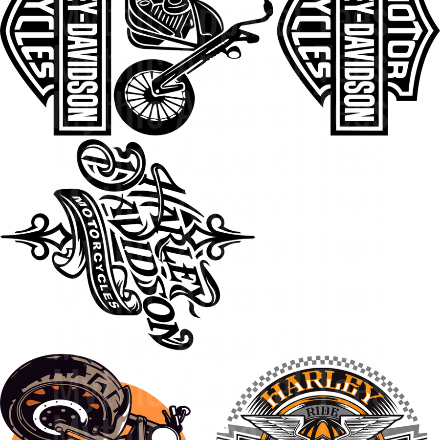 HARLEY DAVIDSON GANG SHEET 10 FULL SIZE IMAGES