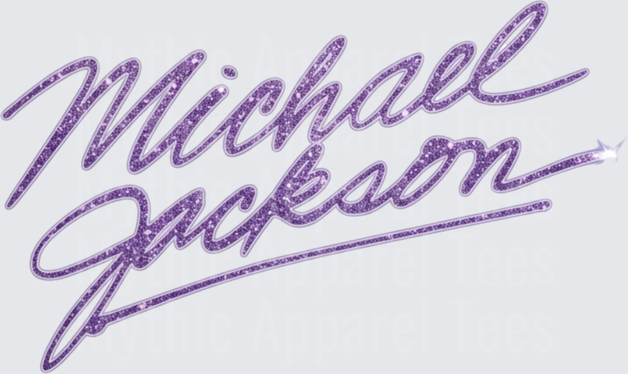 Michael Jackson Purple Glitter Signature Script Logo Design