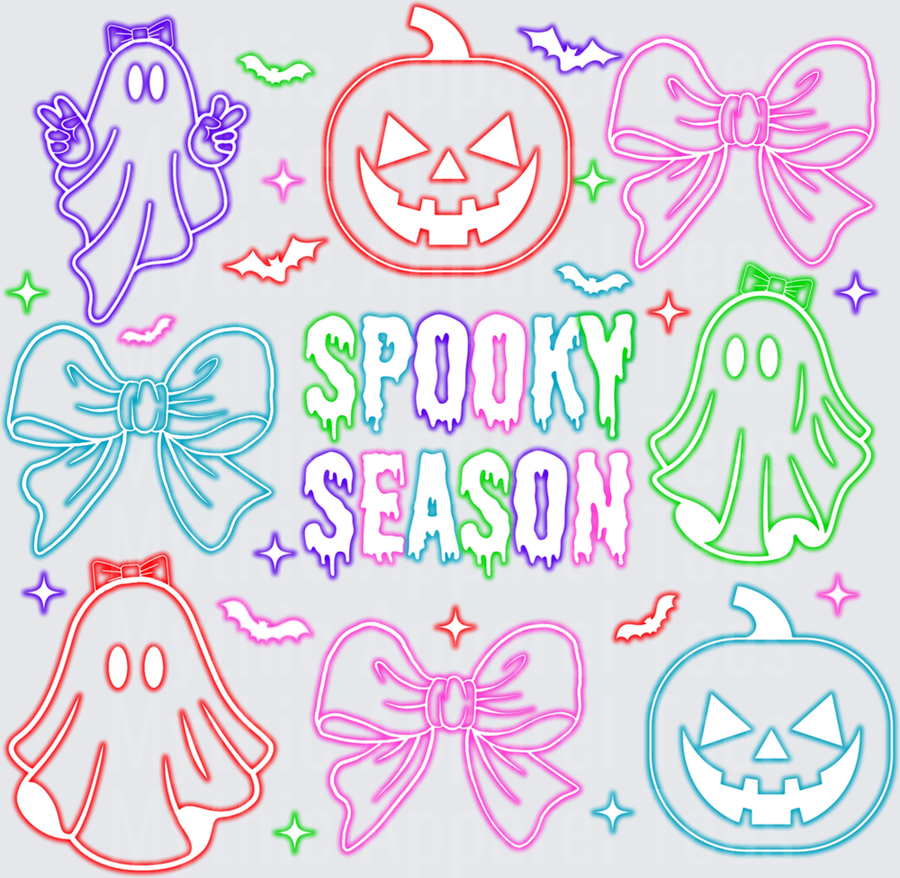 Halloween Neon Spooky Season Ghosts Pumpkins Bows Bundle