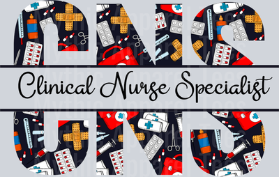 Clinical Nurse Specialist CNS Red White Black Colors DTF Nurse Transfers