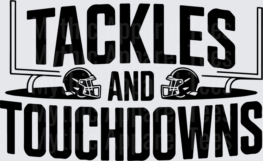 American Football Tackles and Touchdowns Helmets Goal Post