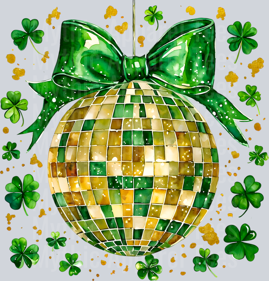 Shamrock Disco Ball Glitter Green Bow St Patrick's Day