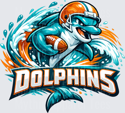 NFL Dolphins Fierce Dolphin Mascot Football Helmet Wave Logo