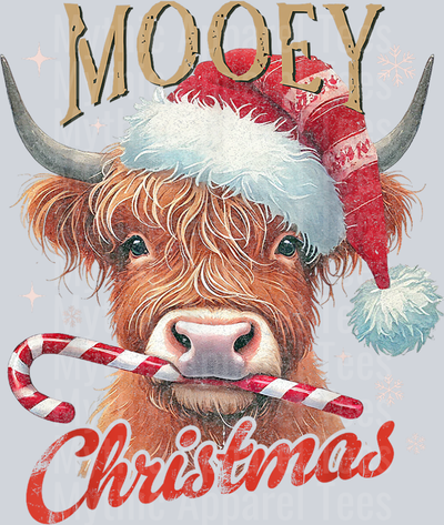 Mooey Christmas Highland Cow Design Xmas Cow Lover Funny T-Shirt