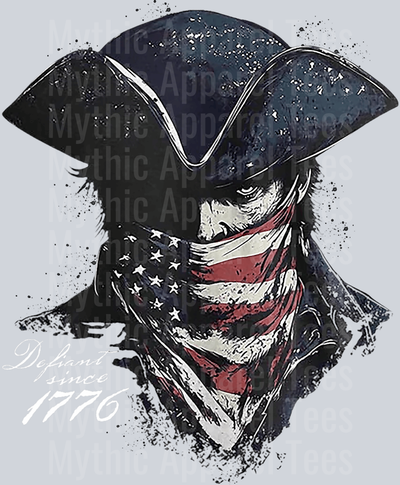American Patriot with 1776 written and amercian flag bandanna DTF Patriotic Transfers