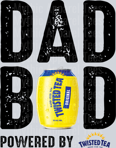 Dad bod powered by twisted tea black white DTF Drink Transfers