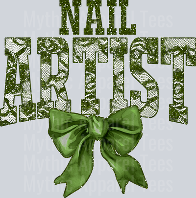 Olive Green Lace Nail Artist St Patrick's Day College Font Floral and shamrock pattern