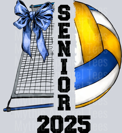 Senior 2025 Volleyball Net and blue bow cute DTF Sports Transfers