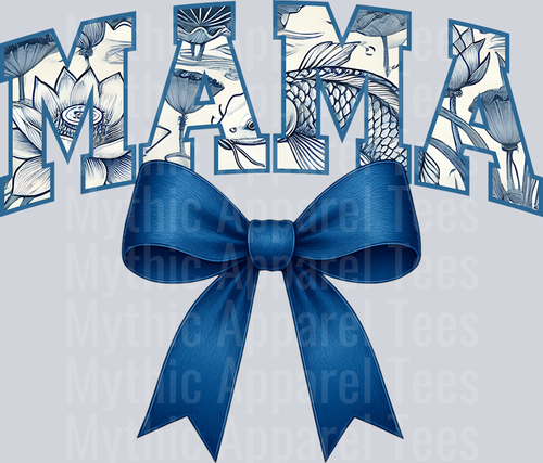 Mama Navy blue bow with white background DTF MOM Transfers