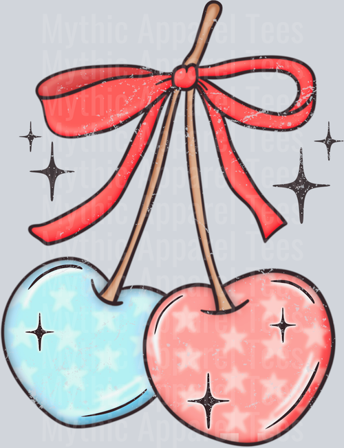 Patriotic cherries vintage distressed DTF Patriotic Transfers