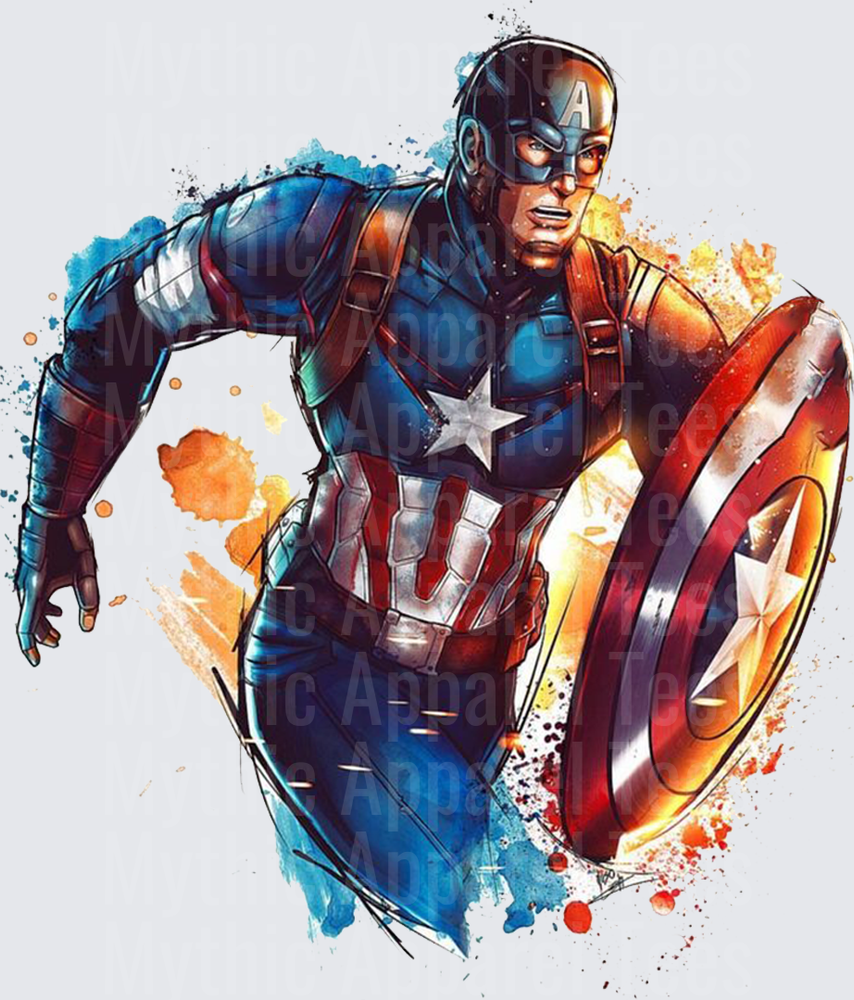 Marvel Super Heroes Captain America Watercolor Splash Action