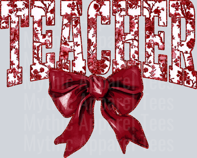 Maroon Toile Teacher College Font Floral Teacher Design