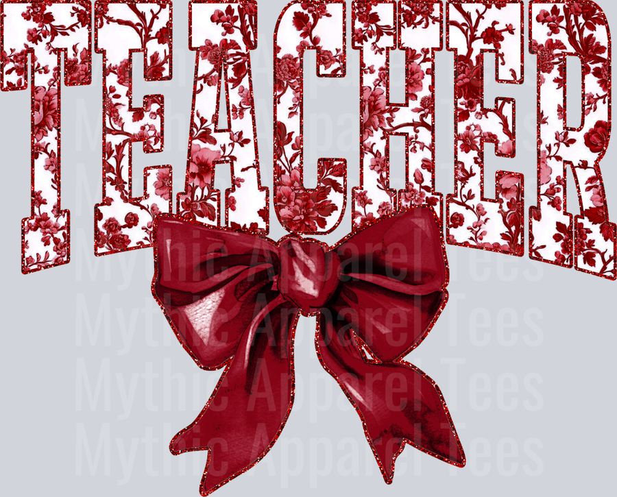 Maroon Toile Teacher College Font Floral Teacher Design
