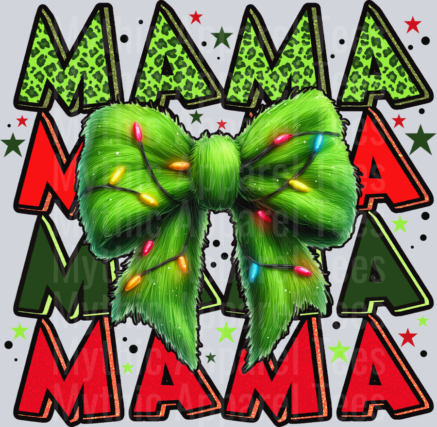 Mama grinch bow DTF Christmas Transfers
