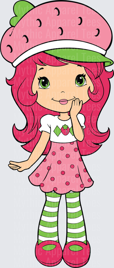 Strawberry Shortcake Cute Pose Pink Polka Dot Dress Full Body