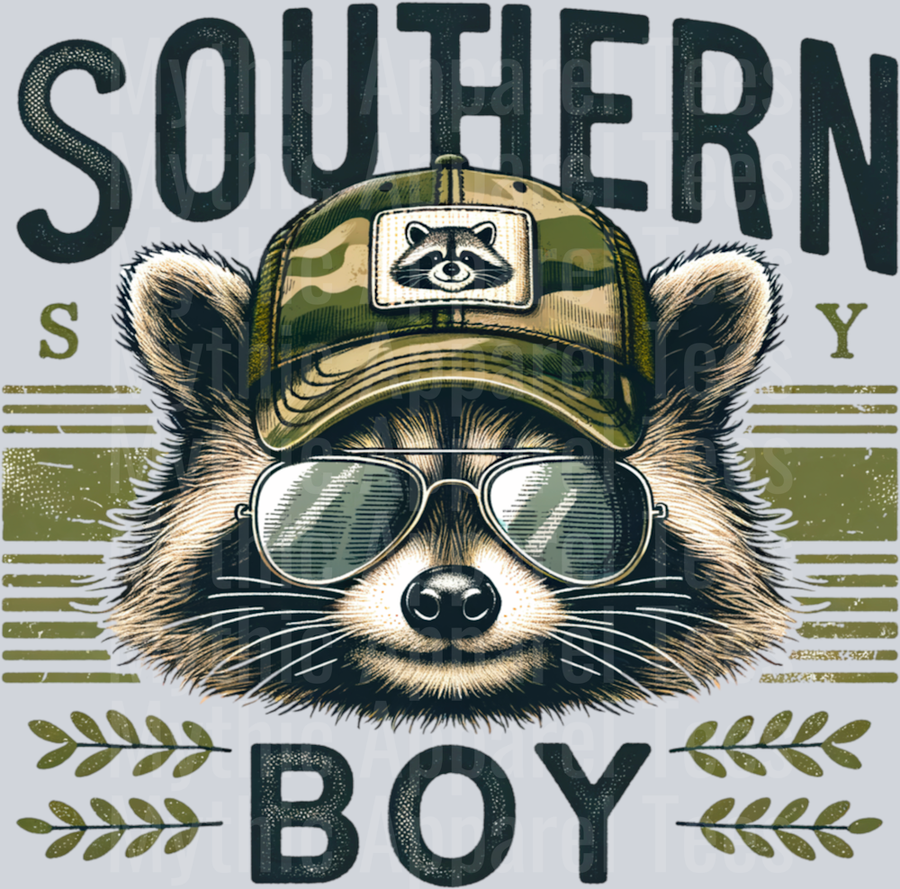 southern boy 2 Raccoon Hat DTF Southern Transfers
