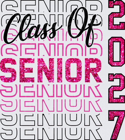 Class of 2027 Senior Stacked Text Pink Glitter Graduation Design