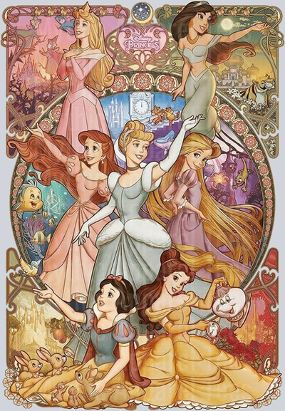 Disney Princess collage full color DTF Disney Transfers