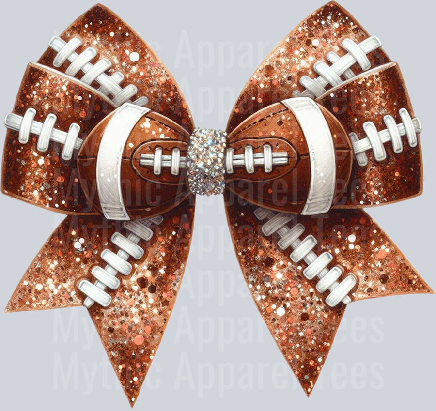 Football Bow Brown and White Stitches School Spirit & Sports