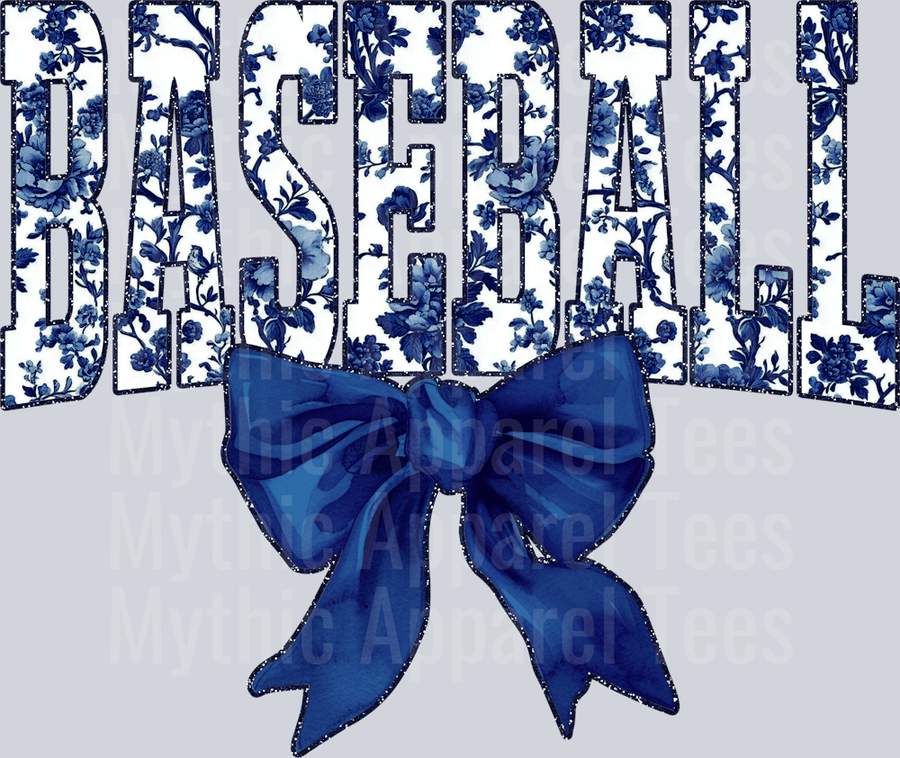 Navy Baseball College Font Floral Pattern School Spirit & Sports