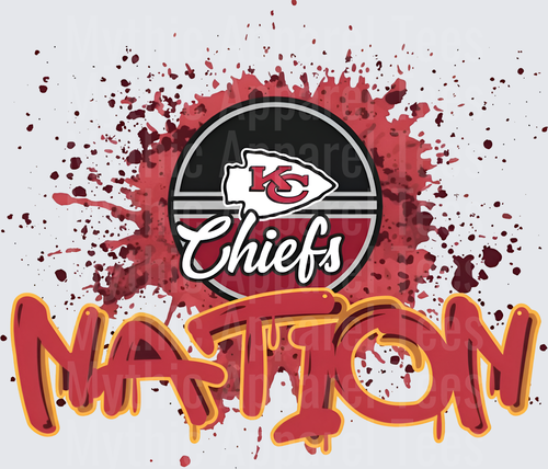 NFL Transfers Kansas City Chiefs Nation Logo with Red Paint Splatter