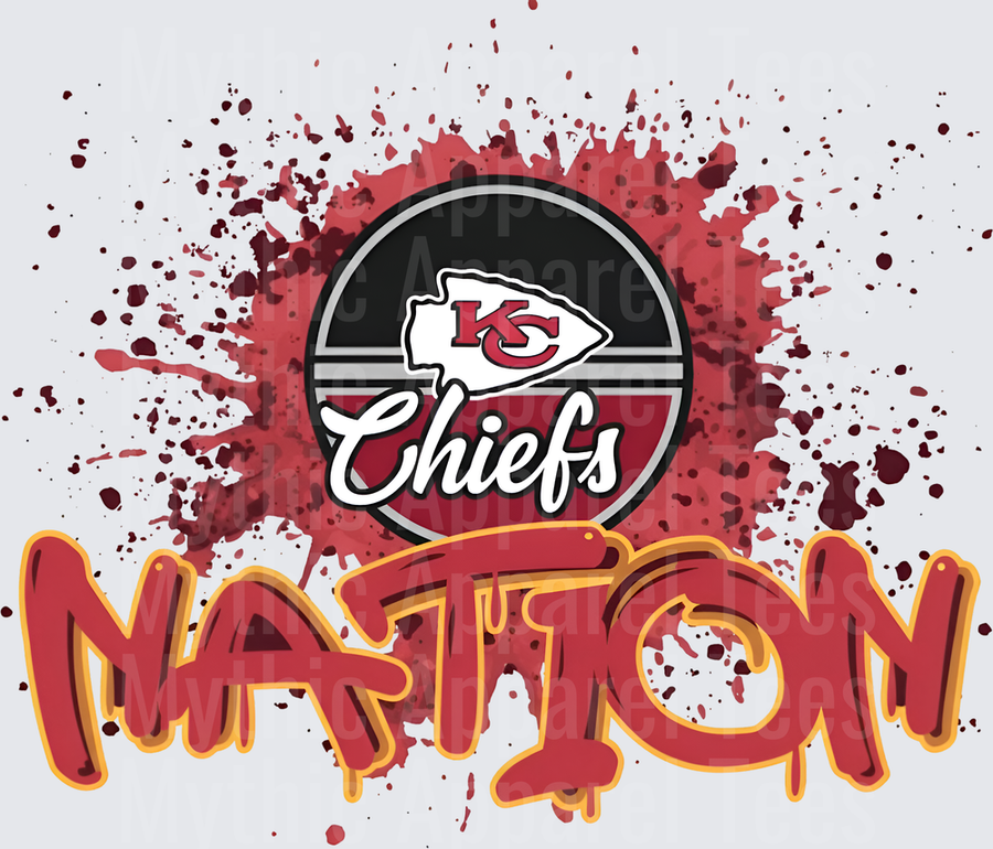NFL Transfers Kansas City Chiefs Nation Logo with Red Paint Splatter