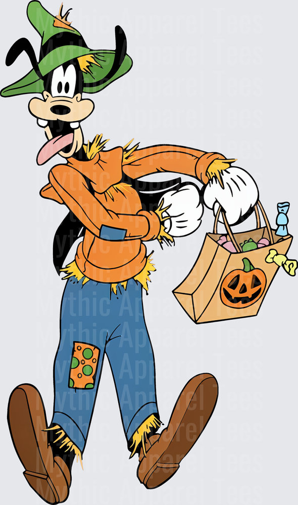 Goofy Halloween Scarecrow Costume Trick or Treat Candy Bag Jack-o-Lantern