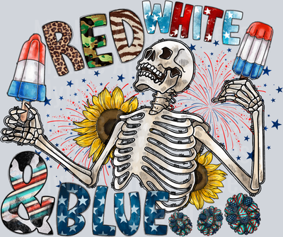 Red White And Blue Skeleton and Pop Sickle 4th of July DTF Patriotic Transfers