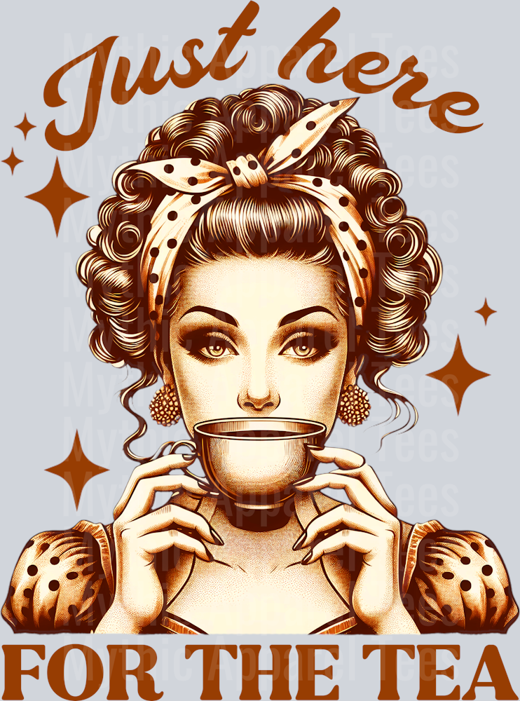 Just here for the tea funny  DTF 50s Funny Wife Transfers