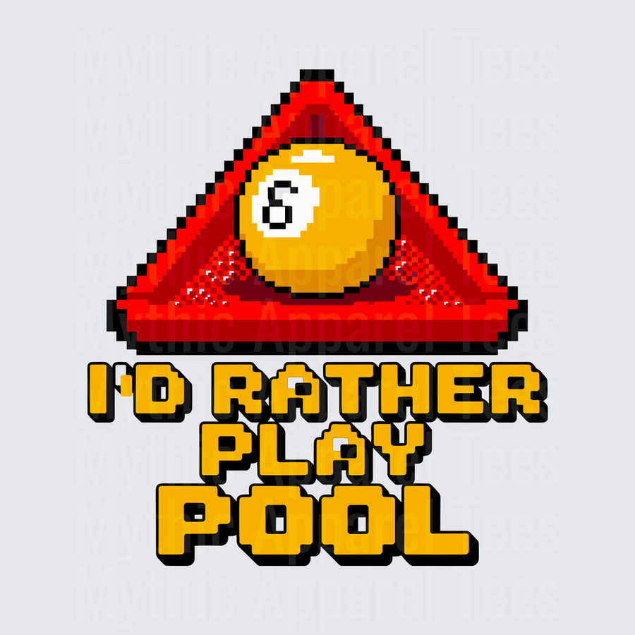 Pixel Art 8-Ball Billiard Rack I'd Rather Play Pool Retro 8-Bit Billiards